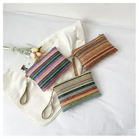 Straw Color Block Weave Square Evening Bags main image 1