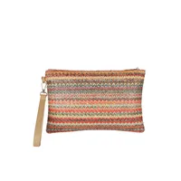 Straw Color Block Weave Square Evening Bags main image 3