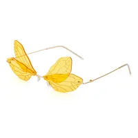 New Dragonfly Sunglasses Women's Fashion Wings Sunglasses Trendy Double Lens Party Ball Sunglasses sku image 3