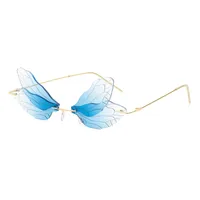 New Dragonfly Sunglasses Women's Fashion Wings Sunglasses Trendy Double Lens Party Ball Sunglasses sku image 6