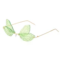 New Dragonfly Sunglasses Women's Fashion Wings Sunglasses Trendy Double Lens Party Ball Sunglasses sku image 7