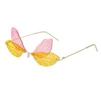 New Dragonfly Sunglasses Women's Fashion Wings Sunglasses Trendy Double Lens Party Ball Sunglasses sku image 4