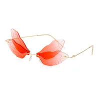 New Dragonfly Sunglasses Women's Fashion Wings Sunglasses Trendy Double Lens Party Ball Sunglasses sku image 12