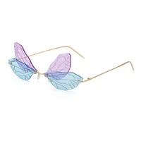 New Dragonfly Sunglasses Women's Fashion Wings Sunglasses Trendy Double Lens Party Ball Sunglasses sku image 2