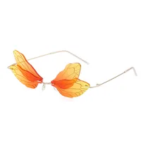 New Dragonfly Sunglasses Women's Fashion Wings Sunglasses Trendy Double Lens Party Ball Sunglasses sku image 13