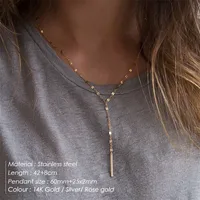 Stainless Steel 14K Gold Plated Fashion Plating Geometric Tassel Necklace main image 5