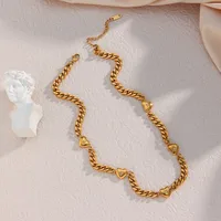 Wholesale Jewelry Fashion Heart Shape 304 Stainless Steel Zircon 18K Gold Plated Plating Necklace main image 1