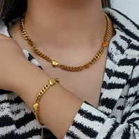 Wholesale Jewelry Fashion Heart Shape 304 Stainless Steel Zircon 18K Gold Plated Plating Necklace main image 3