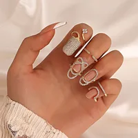 Fashion Geometric Copper Rings Hollow Out Artificial Gemstones Copper Rings main image 1