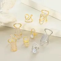 Fashion Geometric Copper Rings Hollow Out Artificial Gemstones Copper Rings main image 5