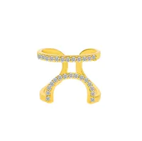 Fashion Geometric Copper Rings Hollow Out Artificial Gemstones Copper Rings sku image 5