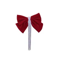 Women's Sweet Bow Knot Cloth Tassel Rhinestones Hair Clip main image 5