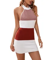 A-line Skirt Sexy Printing Splicing Stripe Above Knee Holiday main image 3