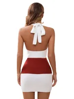 A-line Skirt Sexy Printing Splicing Stripe Above Knee Holiday main image 2