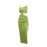 Pencil Skirt Casual Splicing Sleeveless Solid Color Midi Dress Holiday main image 4