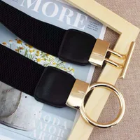Fashion Round Pu Leather Fabric Metal Button Belt main image 2
