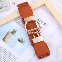 Fashion Round Pu Leather Fabric Metal Button Belt sku image 4