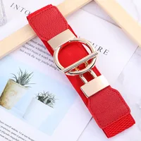Fashion Round Pu Leather Fabric Metal Button Belt sku image 1