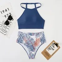 Women's Stripe Solid Color 2 Piece Set Bikinis main image 2