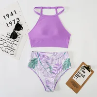 Women's Stripe Solid Color 2 Piece Set Bikinis sku image 8
