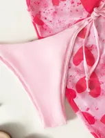 Women's Fashion Printing Solid Color Elastic Band 3 Piece Set Bikinis main image 2
