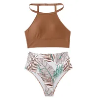 Women's Stripe Solid Color 2 Piece Set Bikinis sku image 2