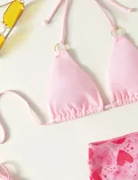 Women's Fashion Printing Solid Color Elastic Band 3 Piece Set Bikinis main image 4