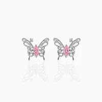 Sweet Insect Butterfly Brass Artificial Rhinestones Ear Studs sku image 2