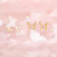 Sweet Insect Butterfly Brass Artificial Rhinestones Ear Studs main image 4