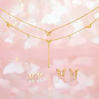 Sweet Insect Butterfly Brass Artificial Rhinestones Ear Studs main image 3