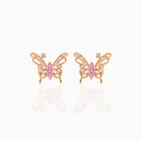 Sweet Insect Butterfly Brass Artificial Rhinestones Ear Studs sku image 3