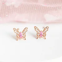 Sweet Insect Butterfly Brass Artificial Rhinestones Ear Studs main image 5