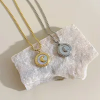 Wholesale Jewelry Retro Round Moon 304 Stainless Steel 16K Gold Plated White Gold Plated Gold Plated Plating Necklace main image 5