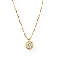 Wholesale Jewelry Retro Round Moon 304 Stainless Steel 16K Gold Plated White Gold Plated Gold Plated Plating Necklace main image 3
