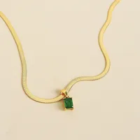 304 Stainless Steel 16K Gold Plated White Gold Plated Gold Plated Retro Plating Geometric Square Zircon Necklace sku image 2