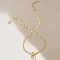 304 Stainless Steel 16K Gold Plated White Gold Plated Gold Plated Retro Plating Geometric Square Zircon Necklace main image 2
