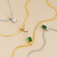 304 Stainless Steel 16K Gold Plated White Gold Plated Gold Plated Retro Plating Geometric Square Zircon Necklace main image 1