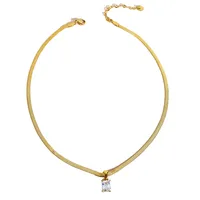 304 Stainless Steel 16K Gold Plated White Gold Plated Gold Plated Retro Plating Geometric Square Zircon Necklace main image 3
