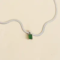 304 Stainless Steel 16K Gold Plated White Gold Plated Gold Plated Retro Plating Geometric Square Zircon Necklace sku image 4