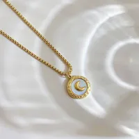 Wholesale Jewelry Retro Round Moon 304 Stainless Steel 16K Gold Plated White Gold Plated Gold Plated Plating Necklace sku image 2