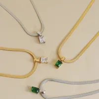 304 Stainless Steel 16K Gold Plated White Gold Plated Gold Plated Retro Plating Geometric Square Zircon Necklace main image 5