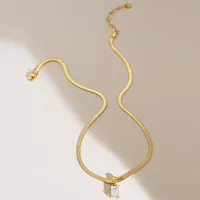 304 Stainless Steel 16K Gold Plated White Gold Plated Gold Plated Retro Plating Geometric Square Zircon Necklace sku image 1