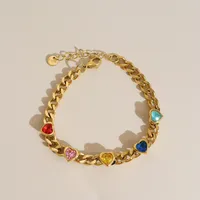Fashion Heart Shape Stainless Steel Plating Zircon Bracelets sku image 3