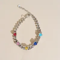 Fashion Heart Shape Stainless Steel Plating Zircon Bracelets sku image 4