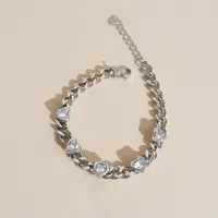 Fashion Heart Shape Stainless Steel Plating Zircon Bracelets sku image 2