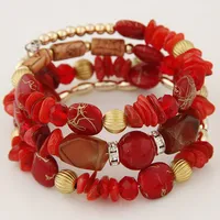 Ethnic Style Irregular Synthetic Resin Beaded Layered Bangle 1 Set main image 5