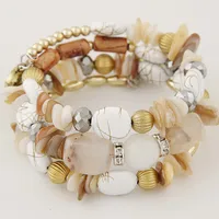 Ethnic Style Irregular Synthetic Resin Beaded Layered Bangle 1 Set main image 2