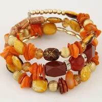 Ethnic Style Irregular Synthetic Resin Beaded Layered Bangle 1 Set main image 3