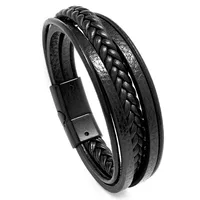 Retro Multilayer Leather  Simple Magnet Buckle  Leather Bracelet sku image 2
