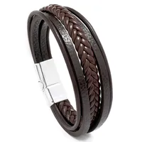 Retro Multilayer Leather  Simple Magnet Buckle  Leather Bracelet sku image 3